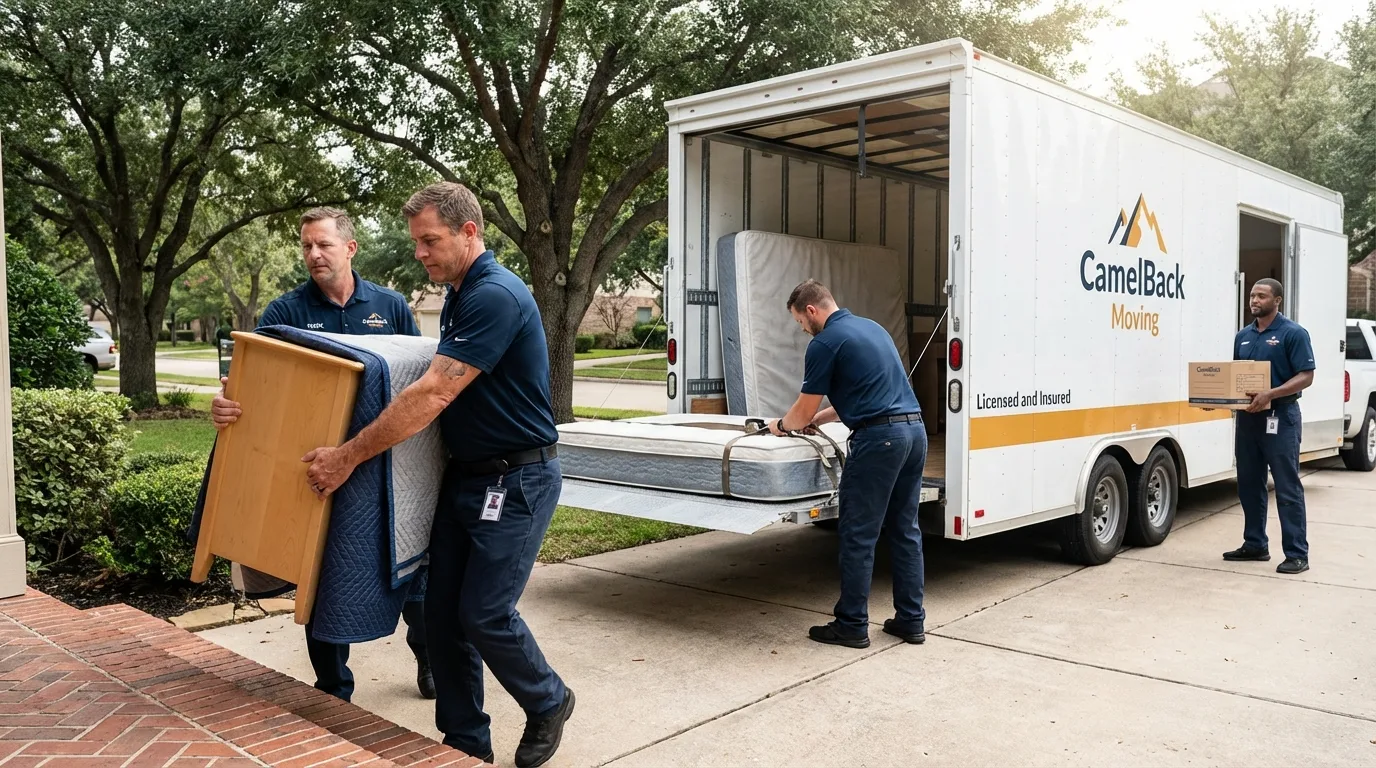 Crew loading residential truck for cross-state move from Columbia, MO